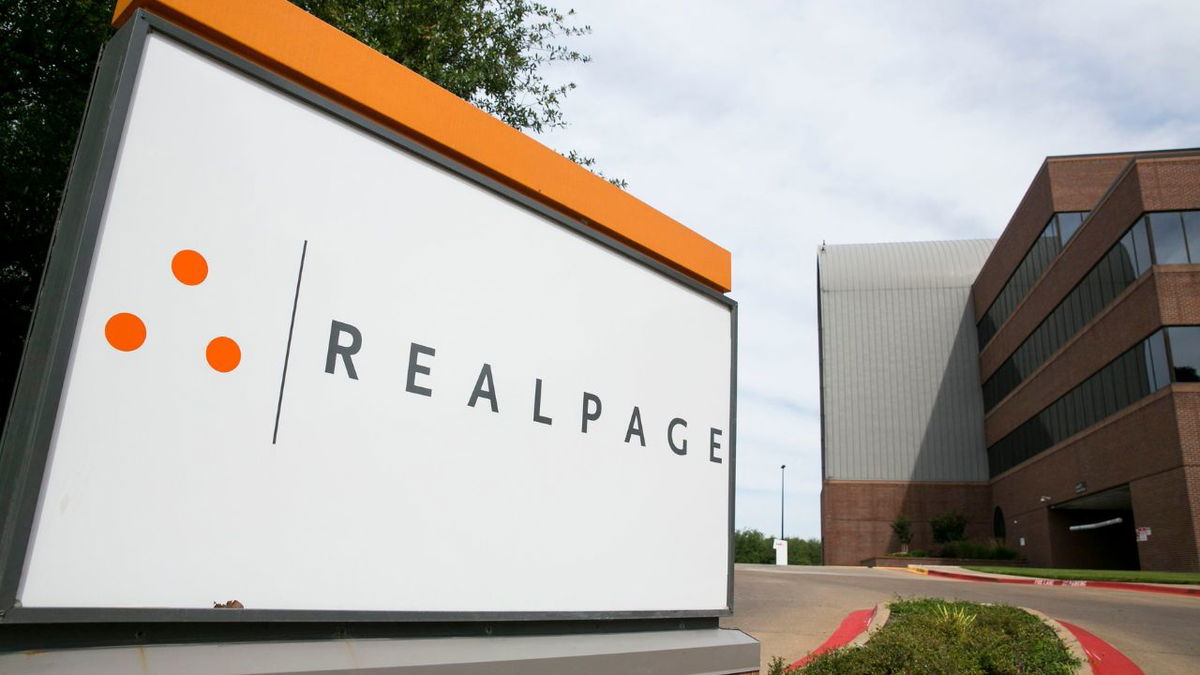 A logo sign outside of the headquarters of RealPage in Richardson, Texas.
