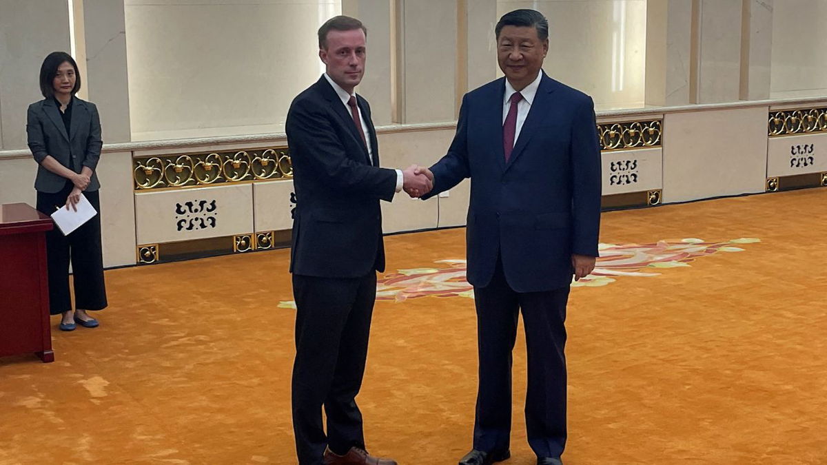 US national security adviser Jake Sullivan meets Chinese leader Xi Jinping at the Great Hall of the People in Beijing on August 29.
