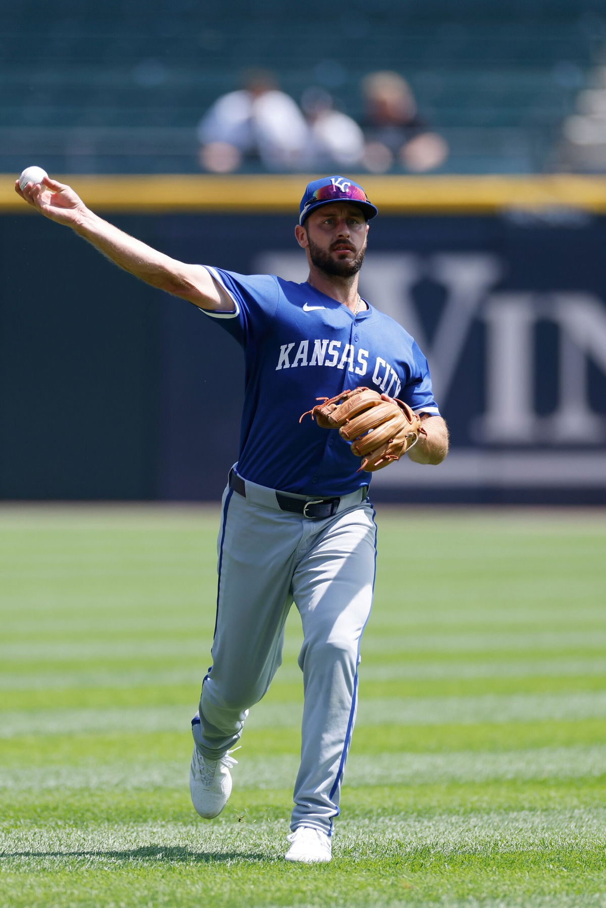 <i>Charles Rex Arbogast/AP via CNN Newsource</i><br/>The Kansas City Royals' Paul DeJong talks to reporters shortly after being traded to the team from the Chicago White Sox.