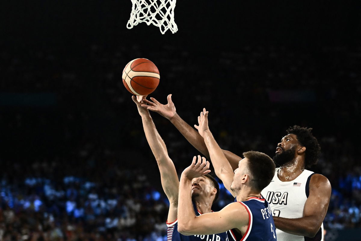 <i>Aris Messinis/AFP/Getty Images via CNN Newsource</i><br />USA plays Serbia at the Bercy Arena in Paris on August 8