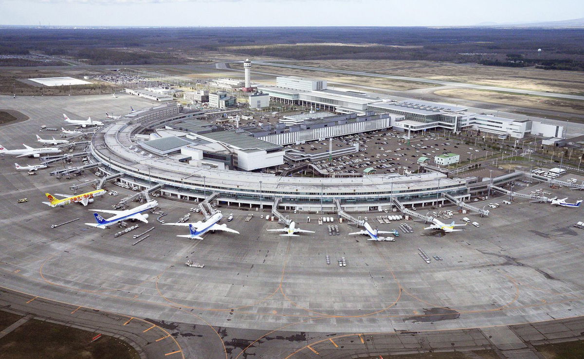 <i>Kyodo News/Getty Images via CNN Newsource</i><br/>An aerial shot of New Chitose Airport in Hokkaido