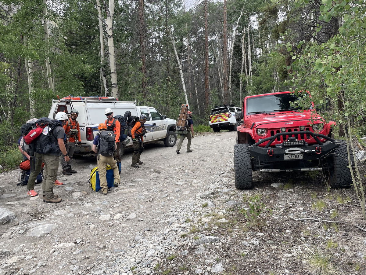 <i>Chaffee County Search and Rescue via CNN Newsource</i><br/>Search and rescue crews search for a missing hiker who was part of a group of 15 co-workers on an office retreat on a Mount Shavano in Chaffee County