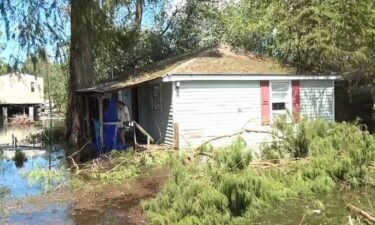 The water was too high for KATC's camera crew to reach Vinging to interview her. We could only speak with her about her home using cell phones.