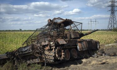 A group of Ukrainian soldiers rest in a village near the Russian border after taking part in Ukraine’s operation in Kursk.