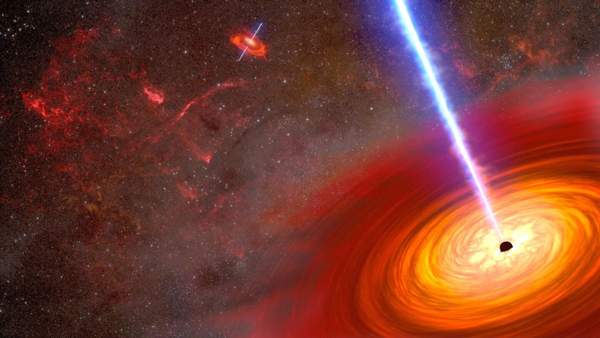 <i>NASA/ESA/Joseph Olmsted (STScI) via CNN Newsource</i><br />An artist's concept illustrates a pair of merging black holes.