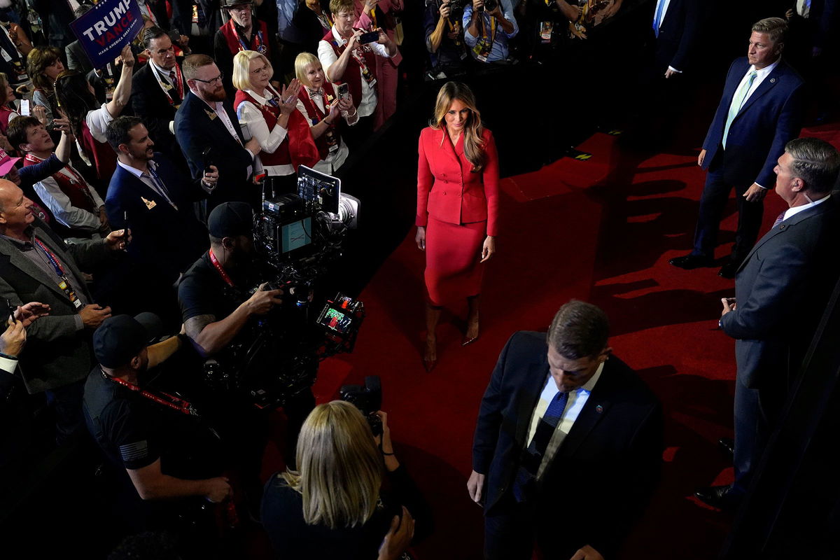 <i>Carolyn Kaster/AP via CNN Newsource</i><br/>Former first lady Melania Trump attends the final night of the 2024 Republican National Convention at the Fiserv Forum.