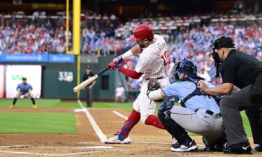 Schwarber hits a solo home run off Tampa Bay Rays' Taj Bradley in the first inning.