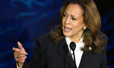 Vice President Kamala Harris speaks during the presidential debate at the National Constitution Center in Philadelphia on September 10.