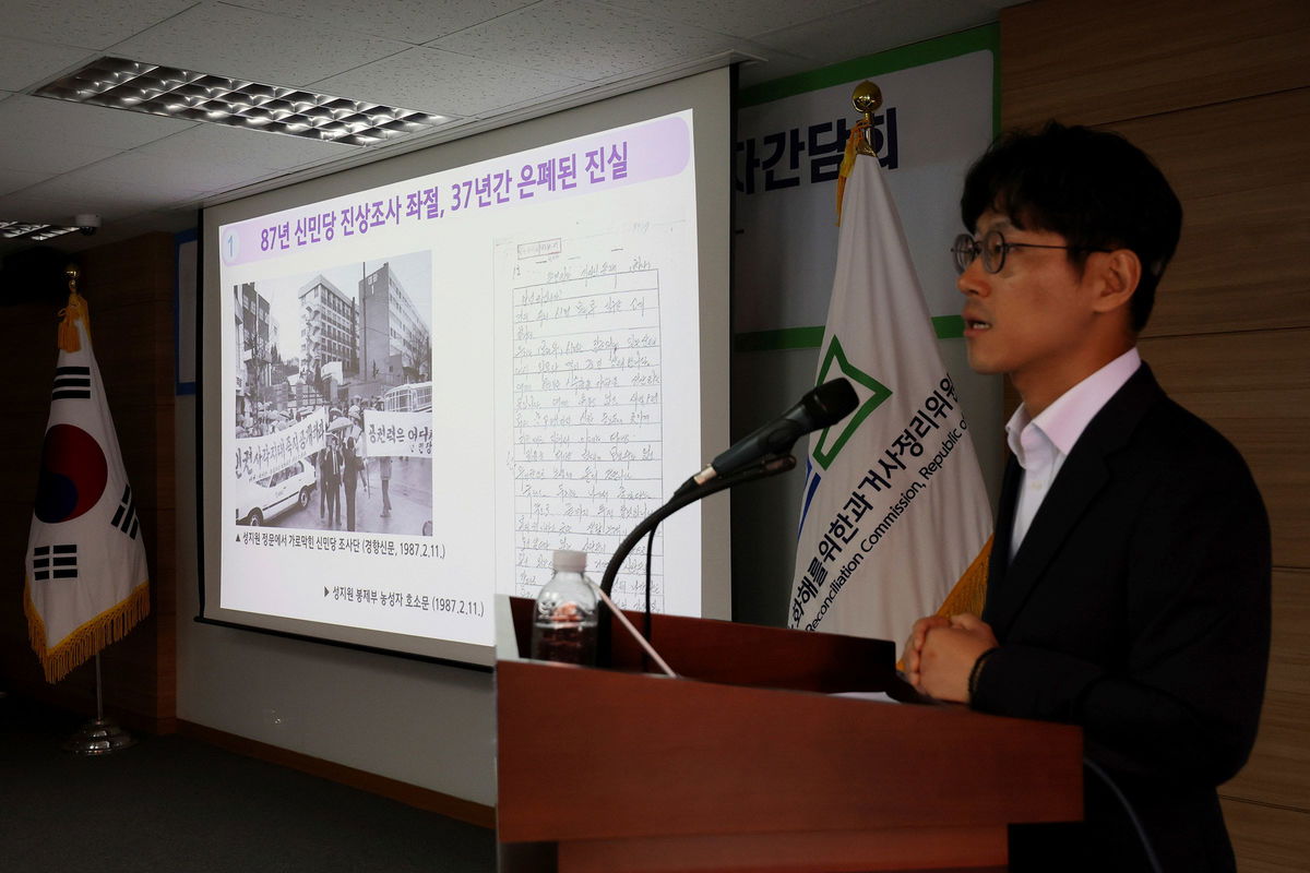 <i>Im Hwa-young/Yonhap/AP via CNN Newsource</i><br/>An investigator from South Korea's Truth and Reconciliation Commission at a news conference in Seoul on September 9.