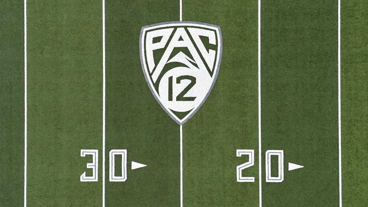 <i>Kirby Lee/AP via CNN Newsource</i><br />Pictured is the Pac-12 Conference logo on the Autzen Stadium football field at the University of Oregon.