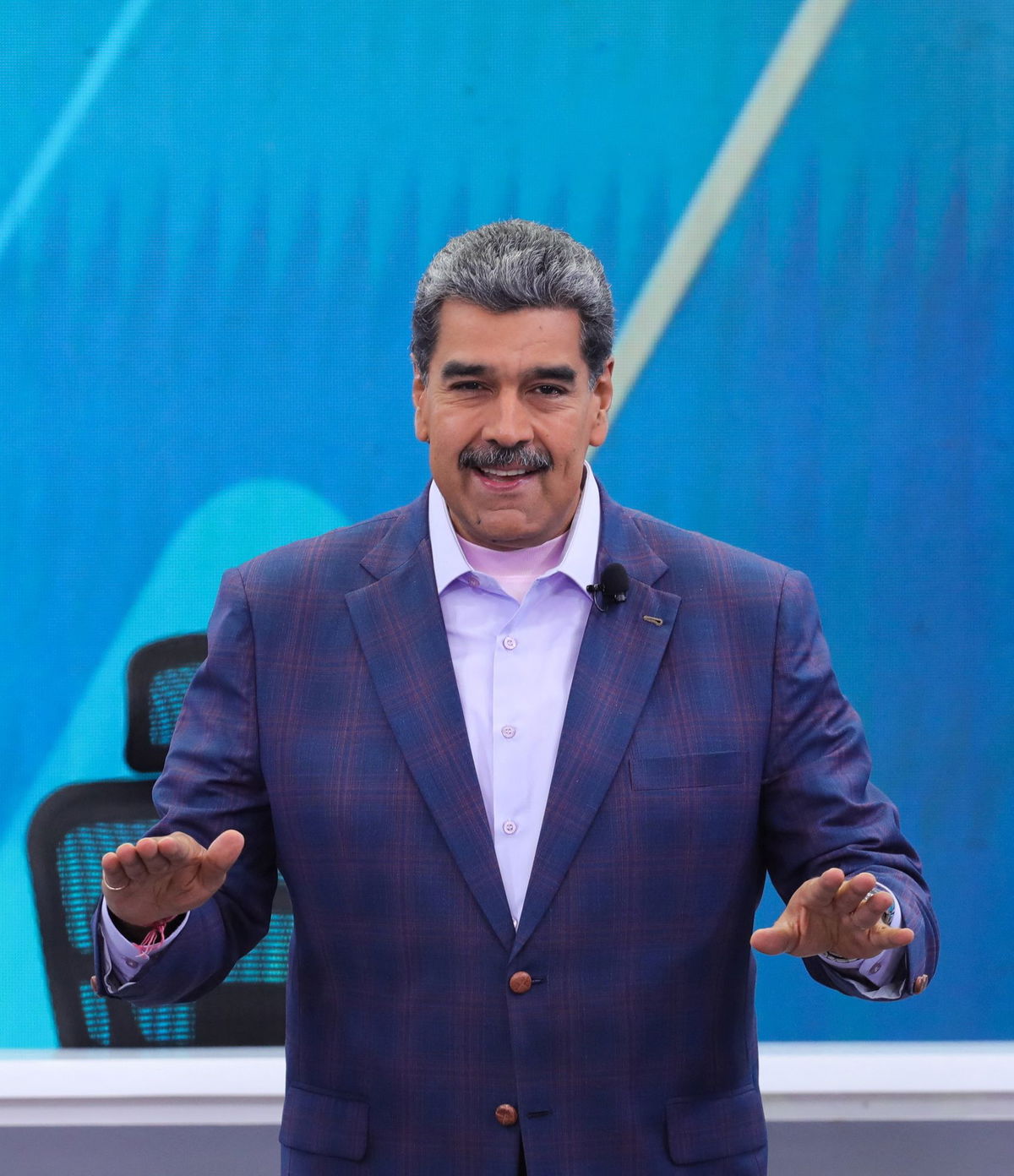 <i>Marcelo Garcia/Miraflores Palace/Handout/Reuters via CNN Newsource</i><br/>Venezuela's President Nicolas Maduro appears on his regular Monday TV show 