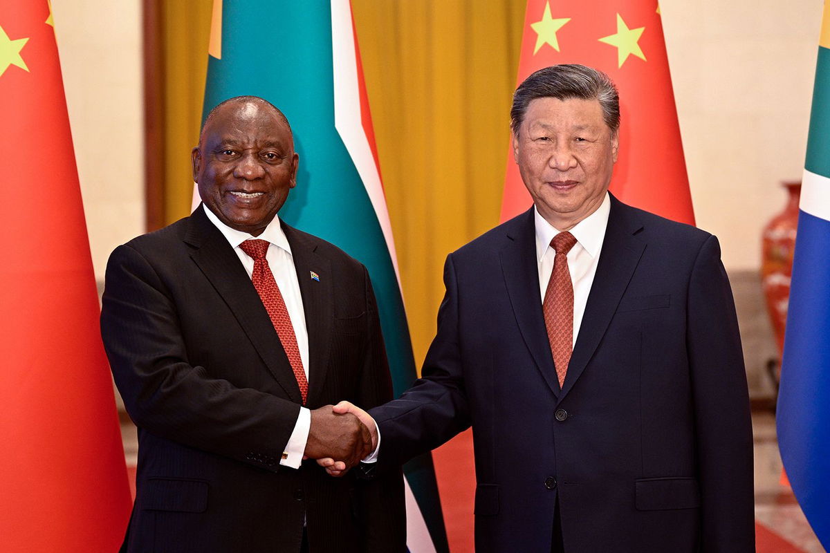 <i>Li Xueren/AP via CNN Newsource</i><br/>Chinese leader Xi Jinping meets visiting South African President Cyril Ramaphosa on September 2 in Beijing.