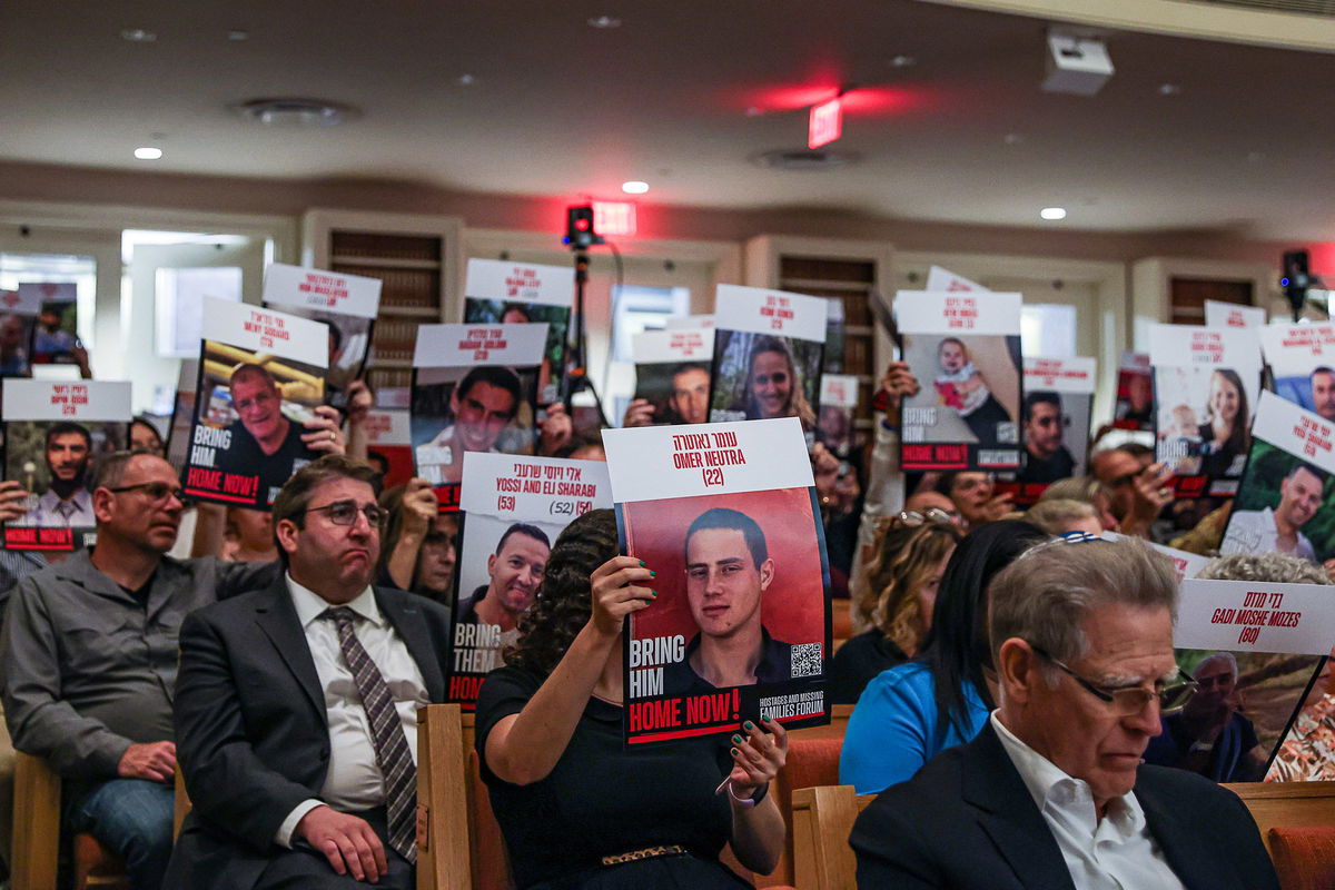 <i>Valerie Plesch for The Washington Post/Getty Images via CNN Newsource</i><br/>Second gentleman Doug Emhoff during a prayer vigil at Adas Israel Congregation in Washington