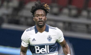 Tosaint Ricketts plays for the Vancouver Whitecaps against Toronto FC in September 2020.