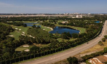 An April 2021 file photo shows an aerial view of Trump International Golf Club in West Palm Beach