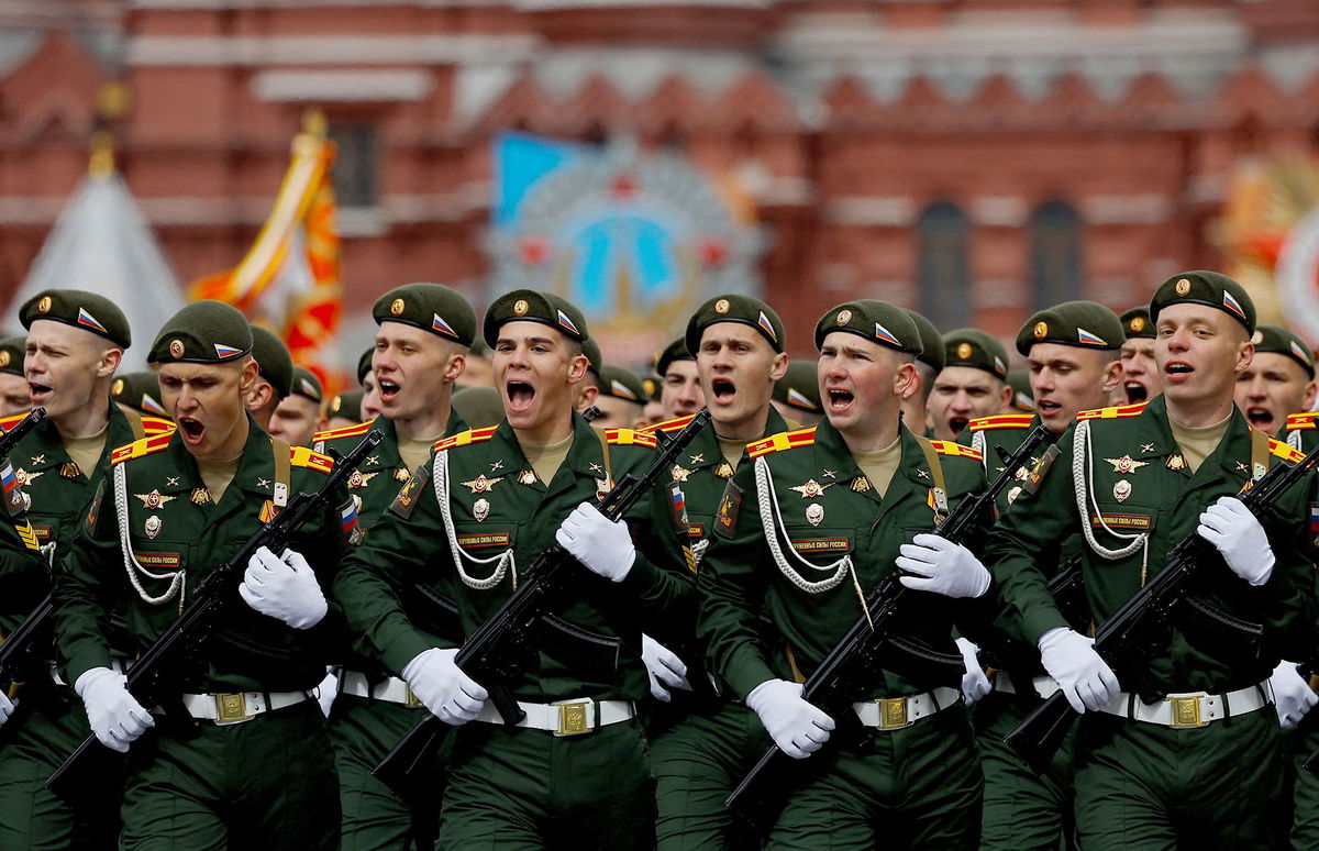 <i>Evgenia Novozhenina/Reuters via CNN Newsource</i><br />Russian troops march during the Victory Day military parade in Red Square in Moscow