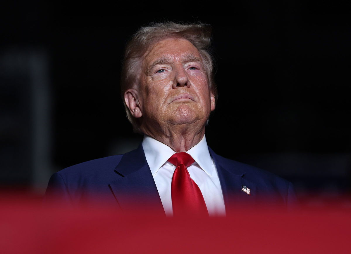 <i>Justin Sullivan/Getty Image via CNN Newsource</i><br/>Former President Donald Trump looks on during a campaign rally at The Expo at World Market Center in Las Vegas on September 13.