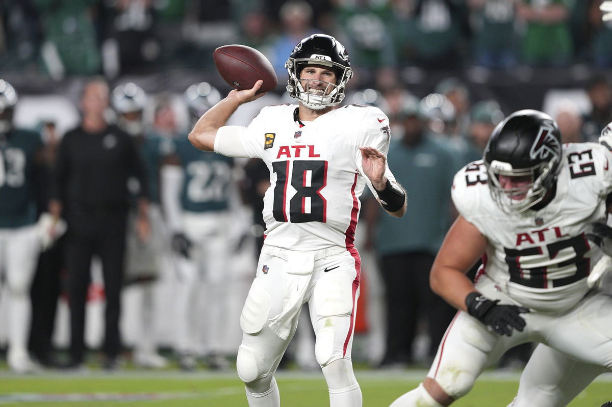 <i>Andy Lewis/Icon Sportswire/Getty Images via CNN Newsource</i><br/>Atlanta Falcons quarterback Kirk Cousins throws a touchdown pass against the Philadelphia Eagles.