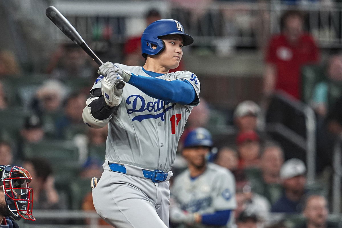 <i>Dale Zanine/USA TODAY Sports/Reuters via CNN Newsource</i><br/>Los Angeles Dodgers designated hitter Shohei Ohtani doubles to drive in a run against the Atlanta Braves during the fifth inning at Truist Park.