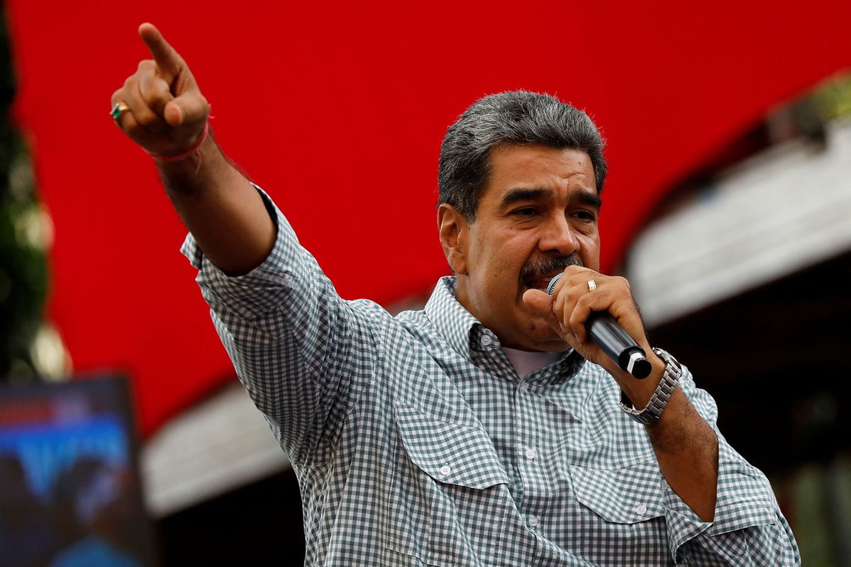 <i>Fausto Torrealba/Reuters via CNN Newsource</i><br/>Venezuelan President Nicolas Maduro delivers a speech during a rally to celebrate the results of the presidential election