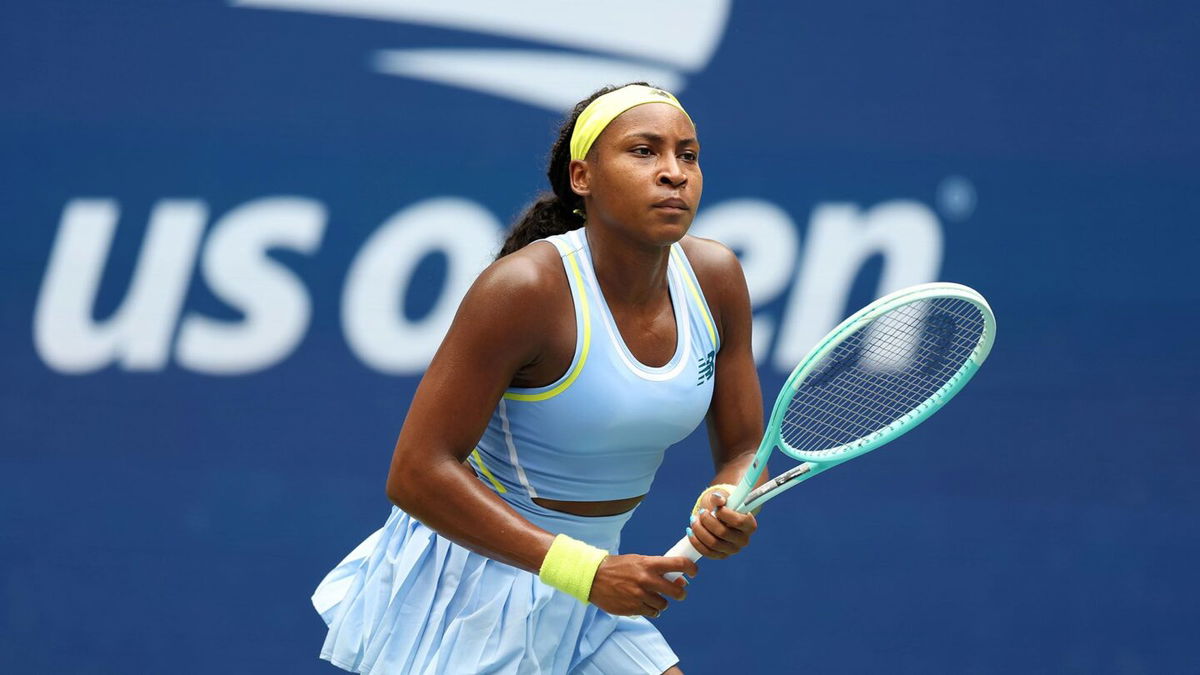 <i>Robert Prange/Getty Images via CNN Newsource</i><br/>Brad Gilbert coaches Coco Gauff of the United States during practice ahead of the US Open on August 24.