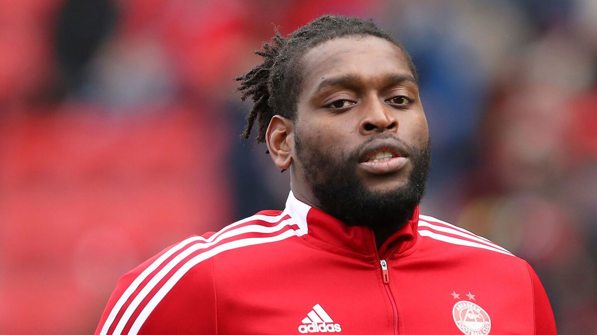 <i>Ian MacNicol/Getty Images via CNN Newsource</i><br/>Jay Emmanuel-Thomas is seen before playing Aberdeen's game against Celtic in the Scottish Premiership at Pittodrie Stadium on October 3