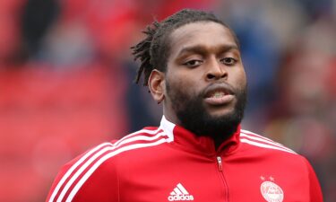 Jay Emmanuel-Thomas is seen before playing Aberdeen's game against Celtic in the Scottish Premiership at Pittodrie Stadium on October 3