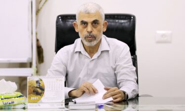 Hamas leader Yahya Sinwar attends a meeting with members of other Palestinian groups on June 22