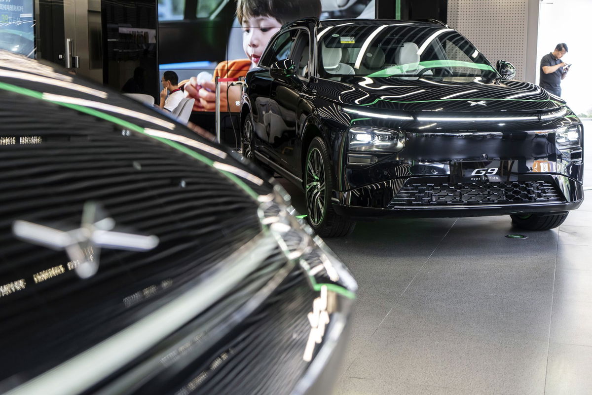 <i>Qilai Shen/Bloomberg/Getty Images via CNN Newsource</i><br />A Xpeng Inc. G9 electric vehicle at a showroom at the company's headquarters in Guangzhou