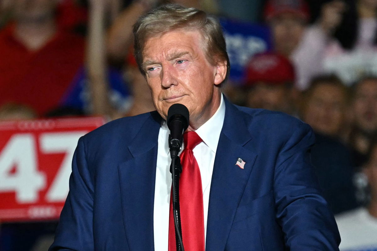 <i>Patrick T. Fallon/AFP/Getty Images via CNN Newsource</i><br />Former President Donald Trump speaks during a campaign rally at the Expo World Market Center in Las Vegas