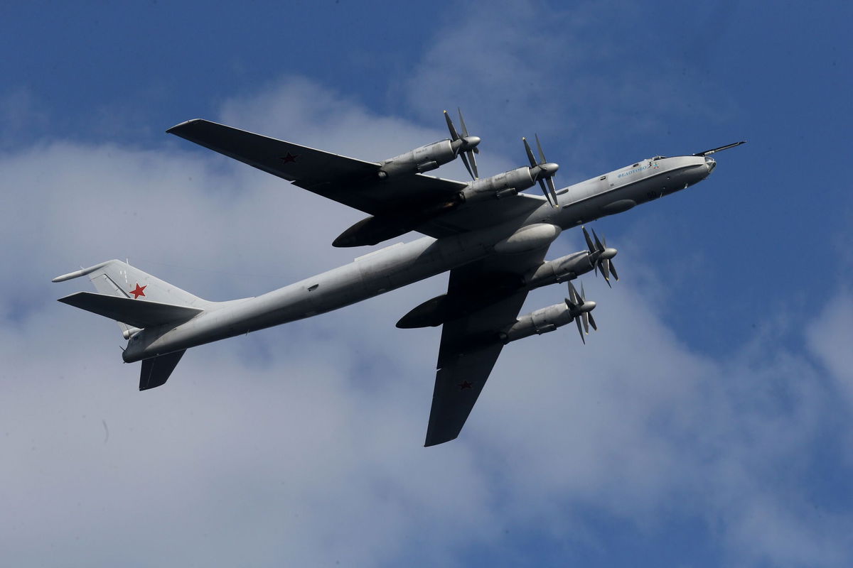 <i>Sasha Mordovets/Getty Images/File via CNN Newsource</i><br />Russian Tupolev TU-142 is seen during the Navy Day Military parade on July 27