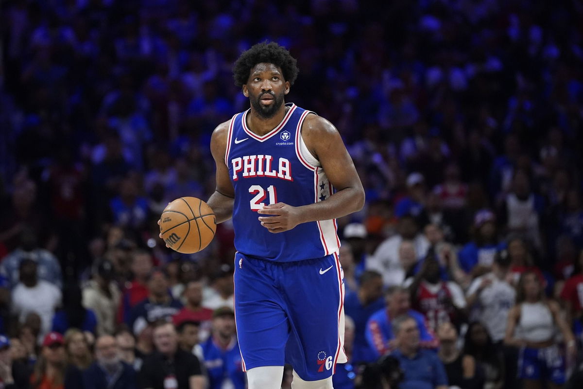 <i>Matt Slocum/AP via CNN Newsource</i><br/>The Philadelphia 76ers' Joel Embiid plays during Game 6 in an NBA basketball first-round playoff series in May.