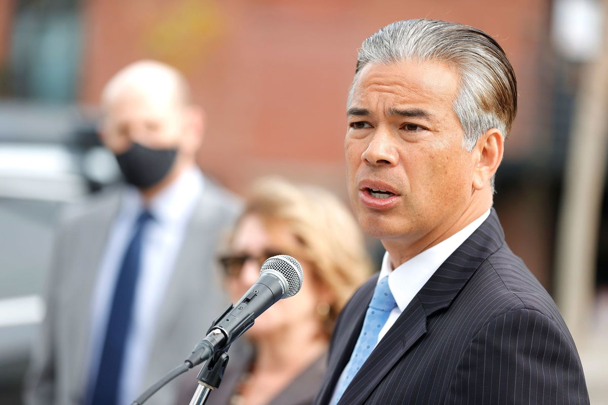 <i>Justin Sullivan/Getty Images/File via CNN Newsource</i><br />California Attorney General Rob Bonta speaks during a news conference on November 15