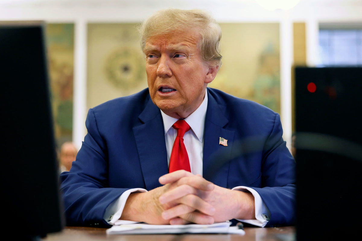 <i>Michael M. Santiago/Pool/Getty Images via CNN Newsource</i><br/>Former President Donald Trump sits in New York State Supreme Court during his civil fraud trial on January 11 in New York City.