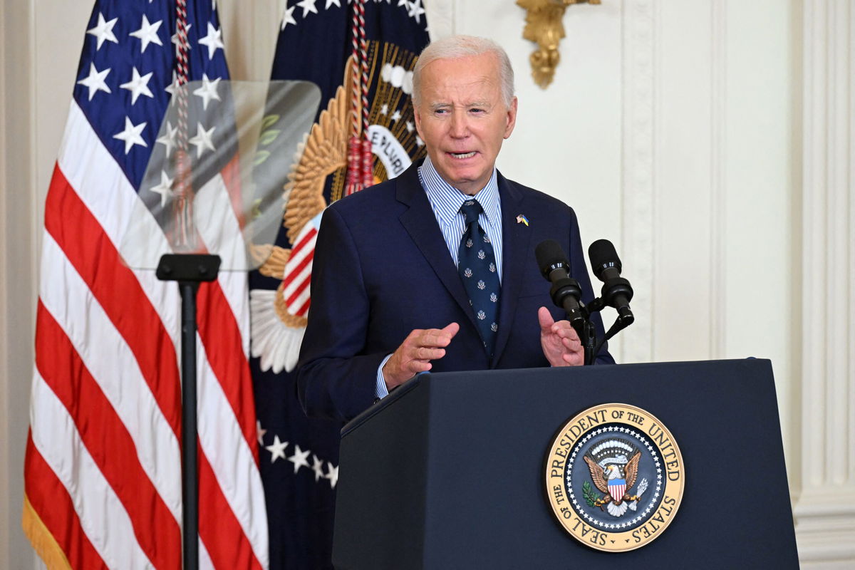 <i>Saul Loeb/AFP/Getty Images via CNN Newsource</i><br/>President Joe Biden delivers remarks on gun violence in the East Room of the White House on September 26.