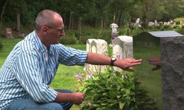 Frank Gonyea visits the grave of his sister Patricia.