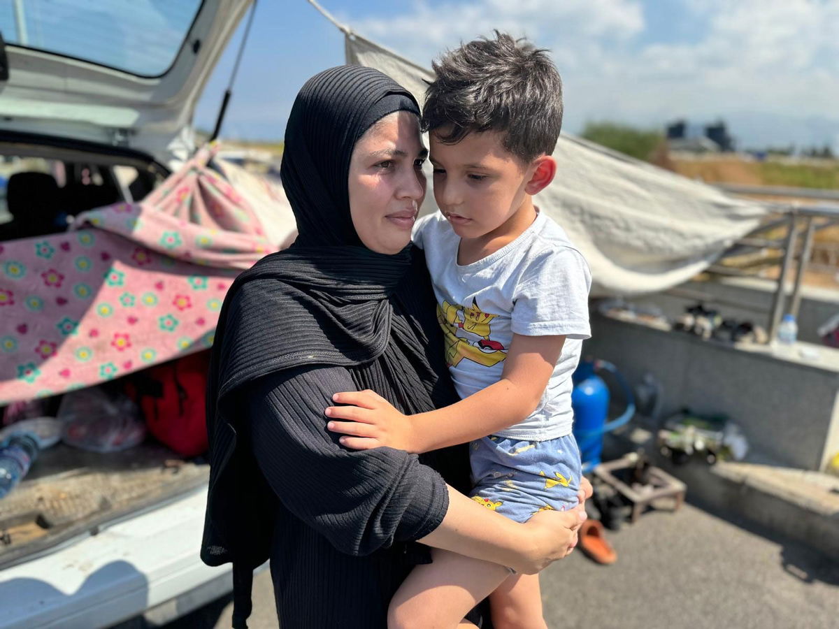 <i>Jomana Karadsheh/CNN via CNN Newsource</i><br/>Umm Mohammed and her five-year-old son who escaped the Israeli bombardment of southern Lebanon