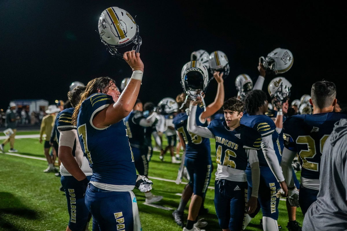 <i>Elijah Nouvelage for CNN via CNN Newsource</i><br/>Head football coach Mike Hancock is seen on the sidelines during Friday's game.