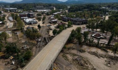 Debris is seen in the aftermath of Hurricane Helene on September 30 in Asheville