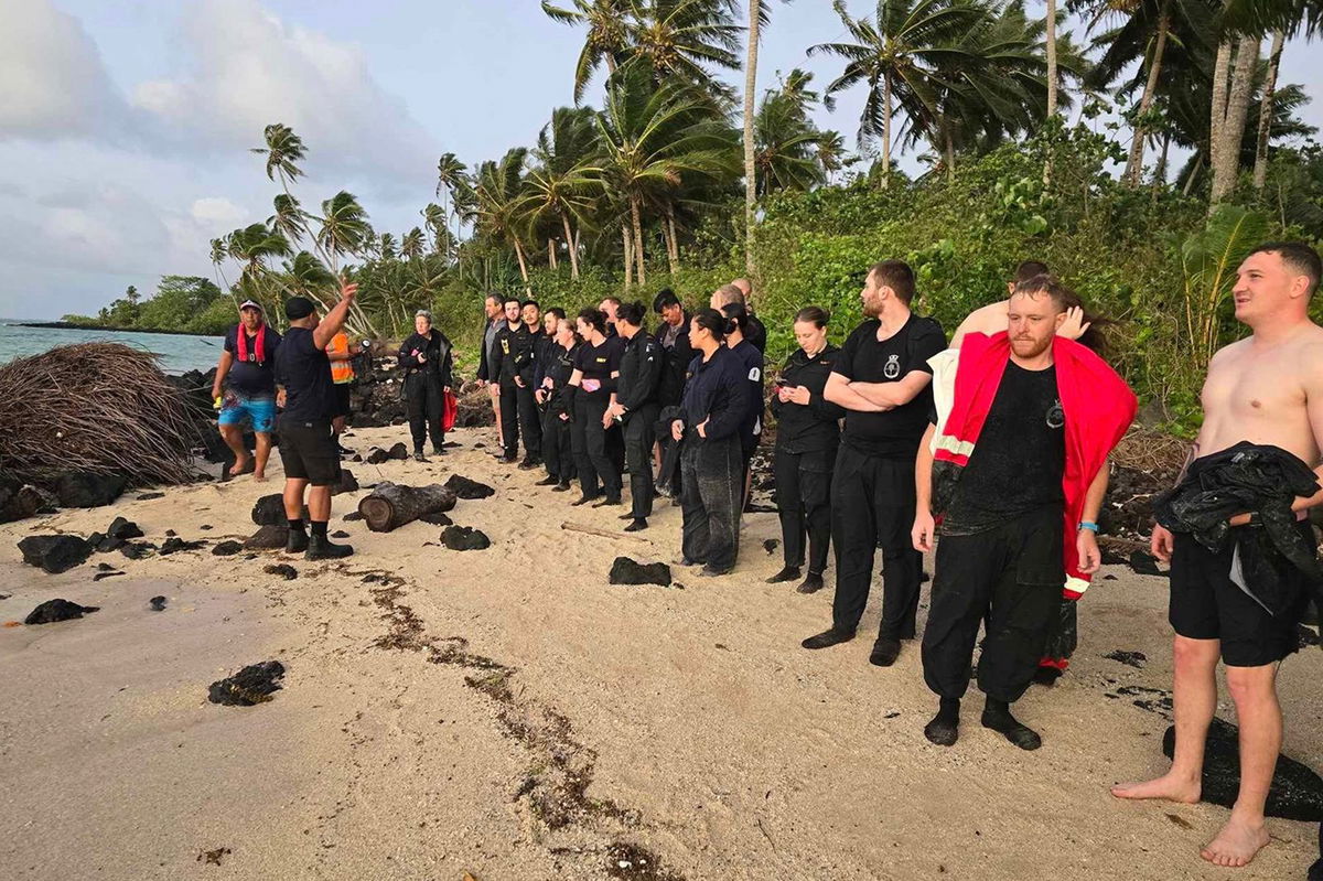 <i>Samoa Fire and Emergency Services Authority via CNN Newsource</i><br/>The research vessel lost power and ran aground on a reef before sinking. All 75 passengers and crew were rescued.