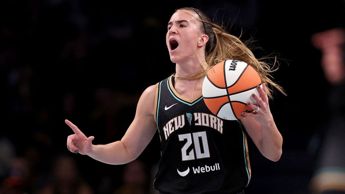 <i>Wendell Cruz/USA TODAY Sports/Reuters via CNN Newsource</i><br/>Ionescu celebrates during the Liberty's 88-84 win.