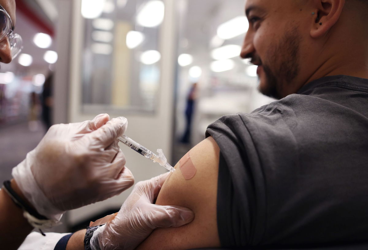 <i>Christina House/Los Angeles Times/Getty Images via CNN Newsource</i><br/>The CDC recommends that everyone age 6 months and older get both a Covid-19 and flu shot this season.