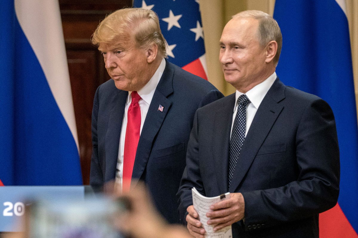 <i>Chris McGrath/Getty Images Europe/Getty Images via CNN Newsource</i><br/>Trump and Putin stand together during a 2018 meeting in Finland. The former US president has spoken fondly of his relationship with the Russian leader.