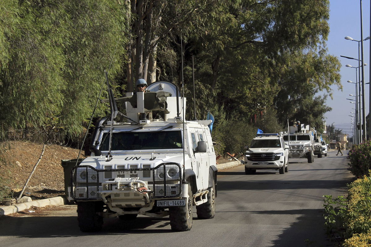 <i>Anwar Amro/AFP/Getty Images via CNN Newsource</i><br/>UNIFIL peacekeepers from Spain are seen at UNIFIL barracks near Khiam in southern Lebanon on August 23.