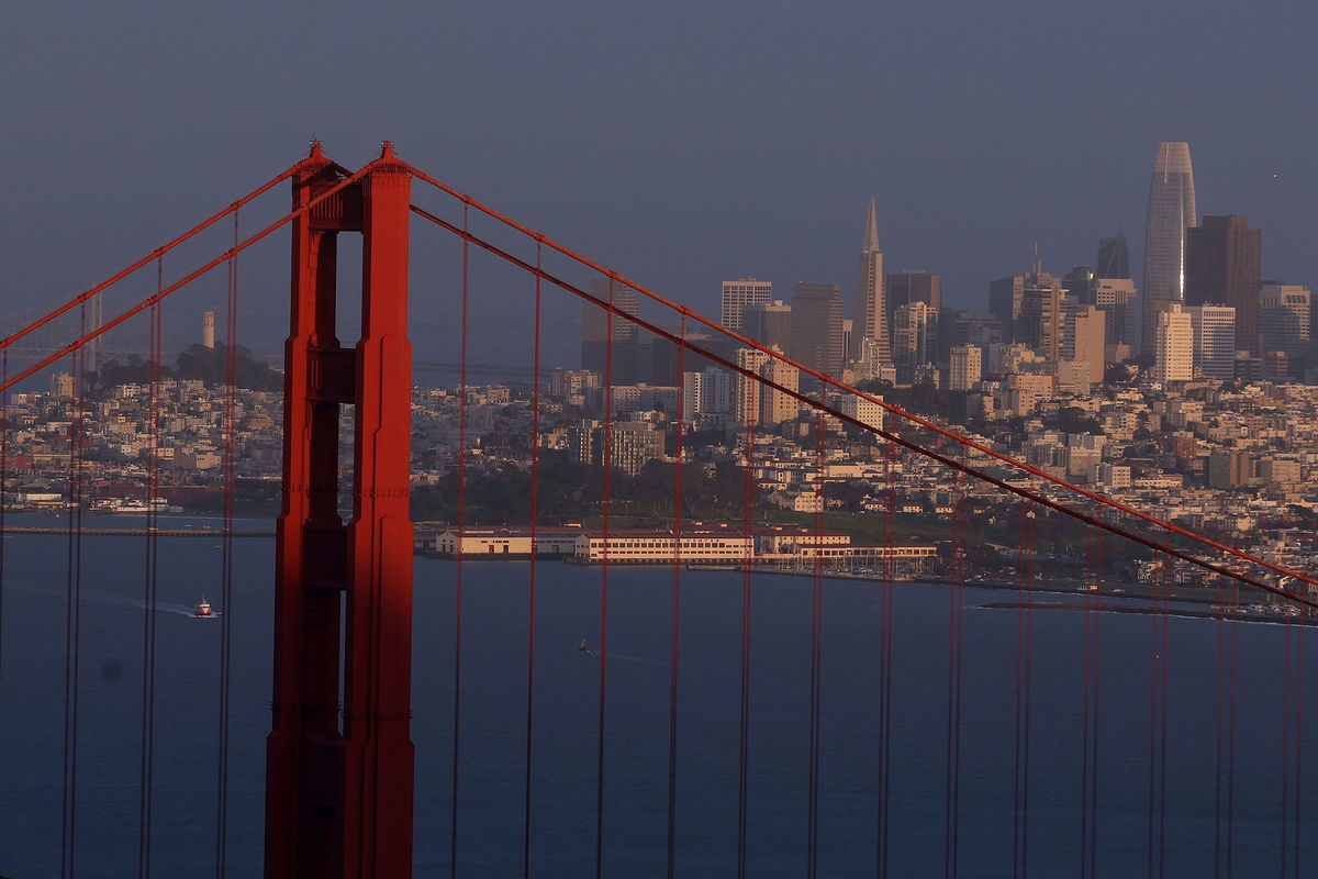 <i>Justin Sullivan/Getty Images via CNN Newsource</i><br/>The Golden Gate Bridge stands in front of the San Francisco skyline.