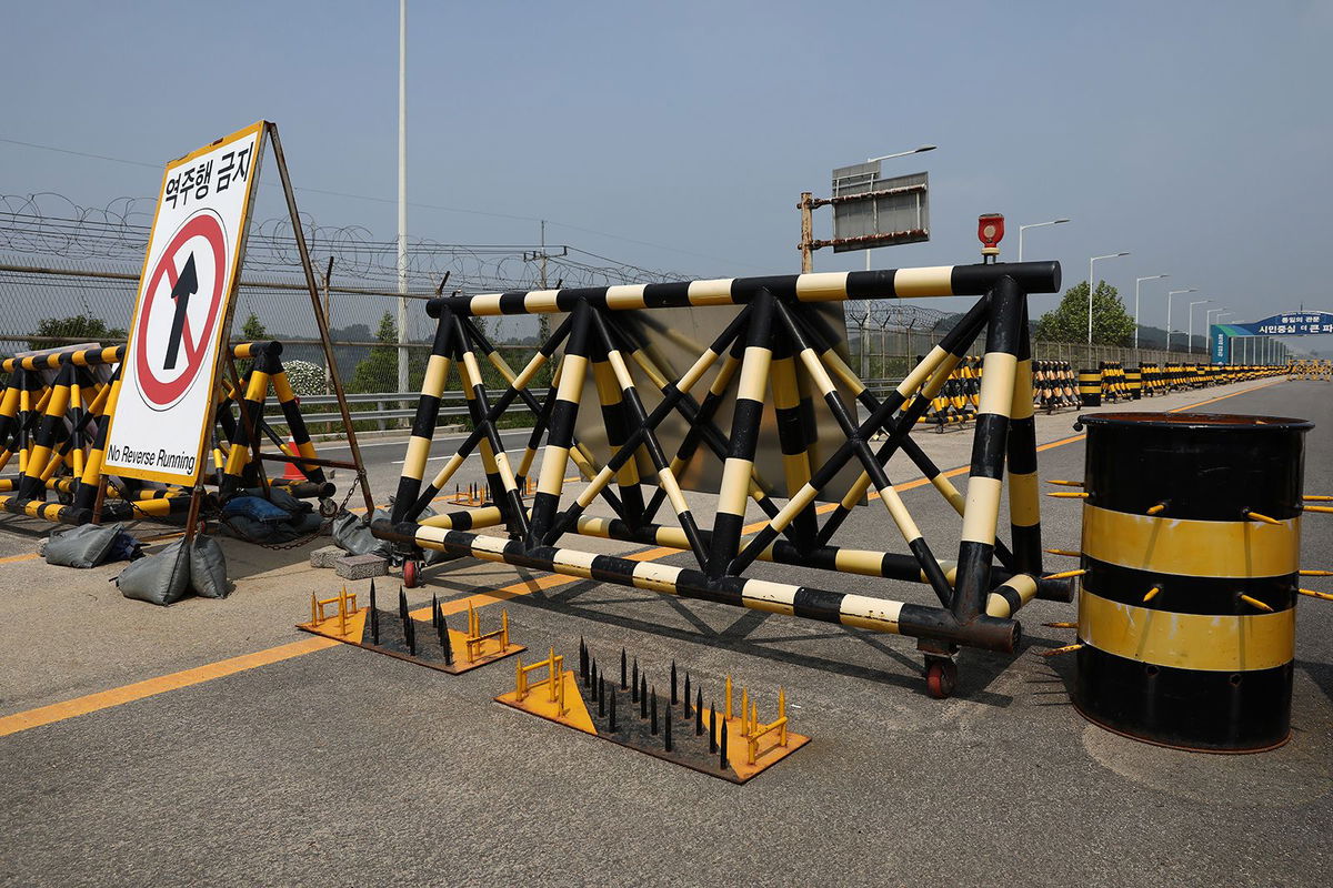 <i>Chung Sung-Jun/Getty Images via CNN Newsource</i><br />Barricades are placed near the Unification Bridge leading to Panmunjom in the Demilitarized Zone (DMZ) on June 11 in Paju