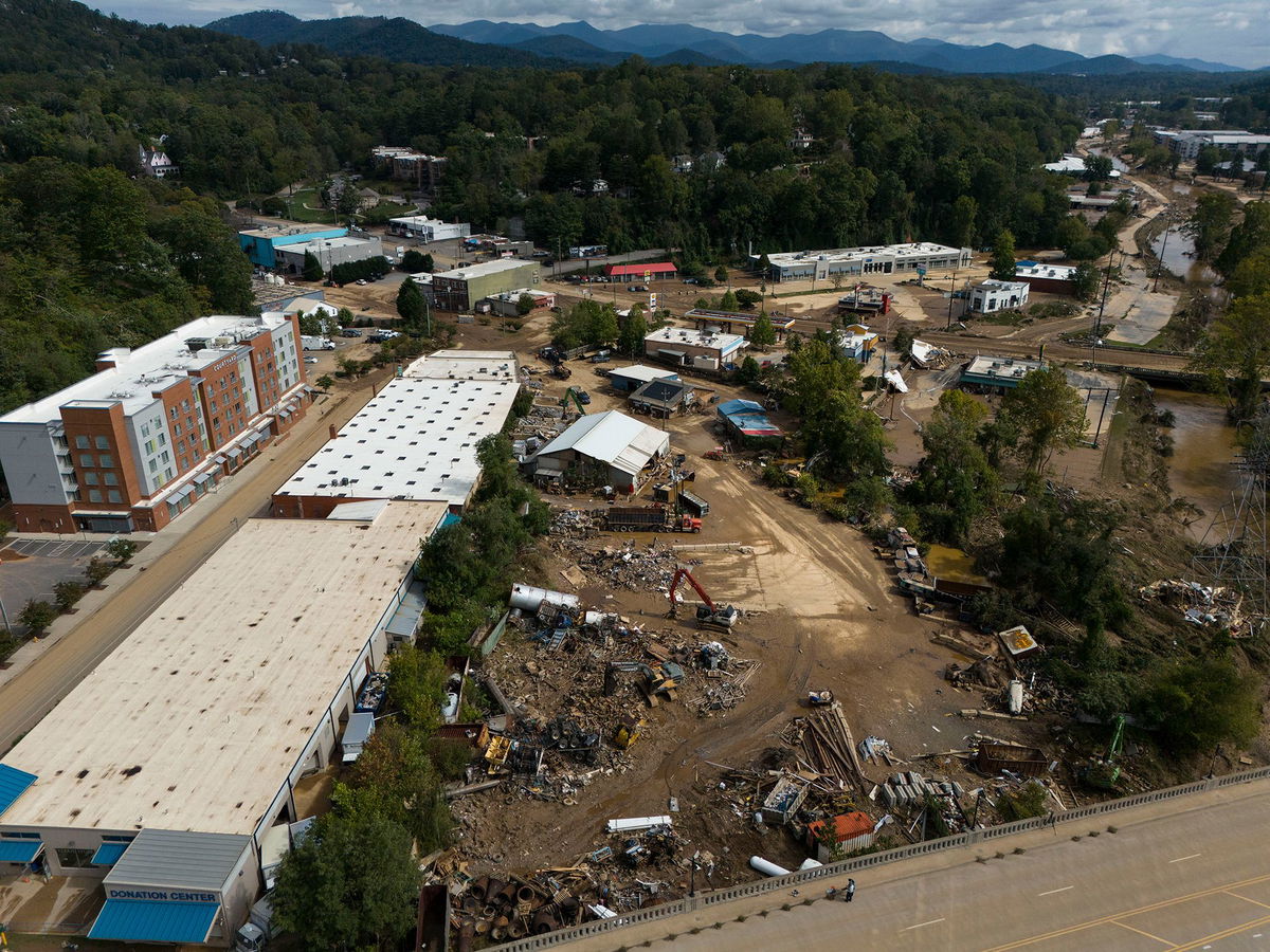 <i>Mike Stewart/AP via CNN Newsource</i><br/>Debris is strewn in Helene's aftermath in Asheville.