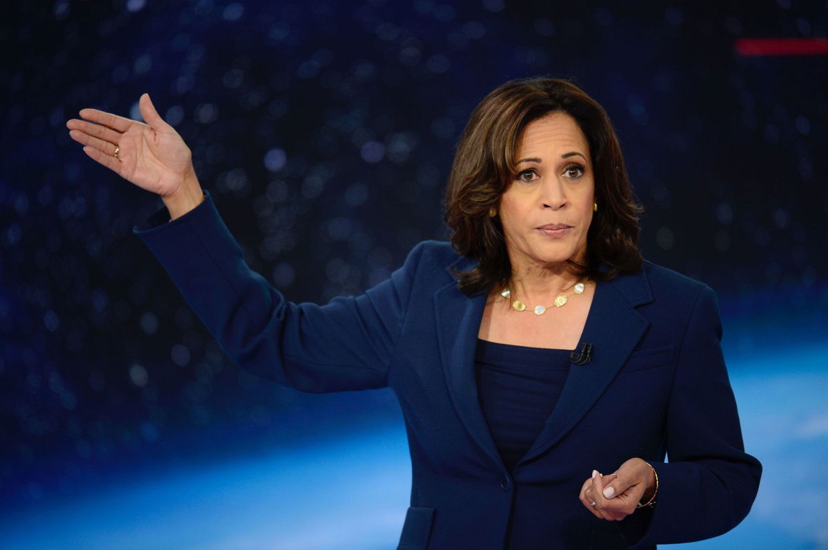 <i>Edward M. Pio Roda/CNN via CNN Newsource</i><br/>Democratic presidential candidate Kamala Harris participates in CNN's climate crisis town hall in New York on September 4