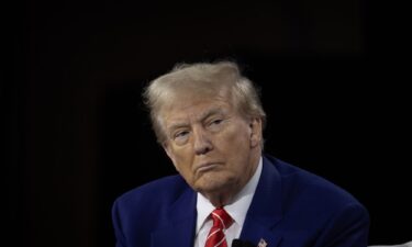 Former President Donald Trump is interviewed by Bloomberg News Editor-in-Chief John Micklethwait during a luncheon hosted by the Economic Club of Chicago on October 15 in Chicago