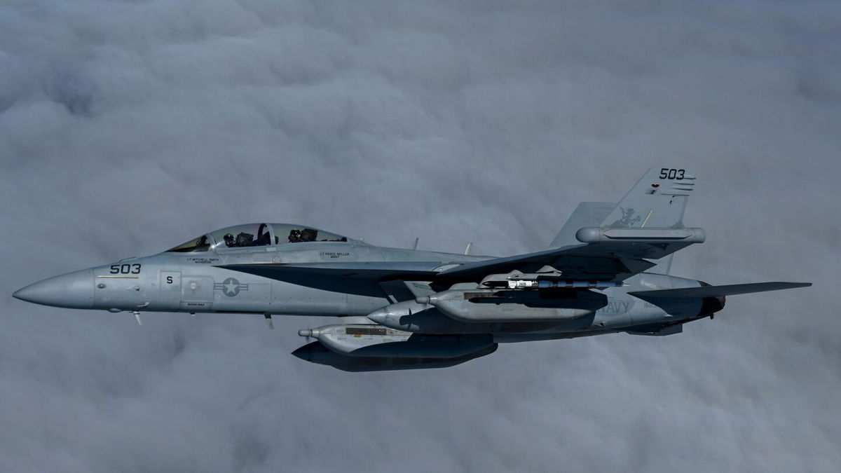 <i>Senior Airman Paige Weldon/US Air Force/File via CNN Newsource</i><br/>This September 25 photo shows a US Navy EA-18G Growler aircraft.